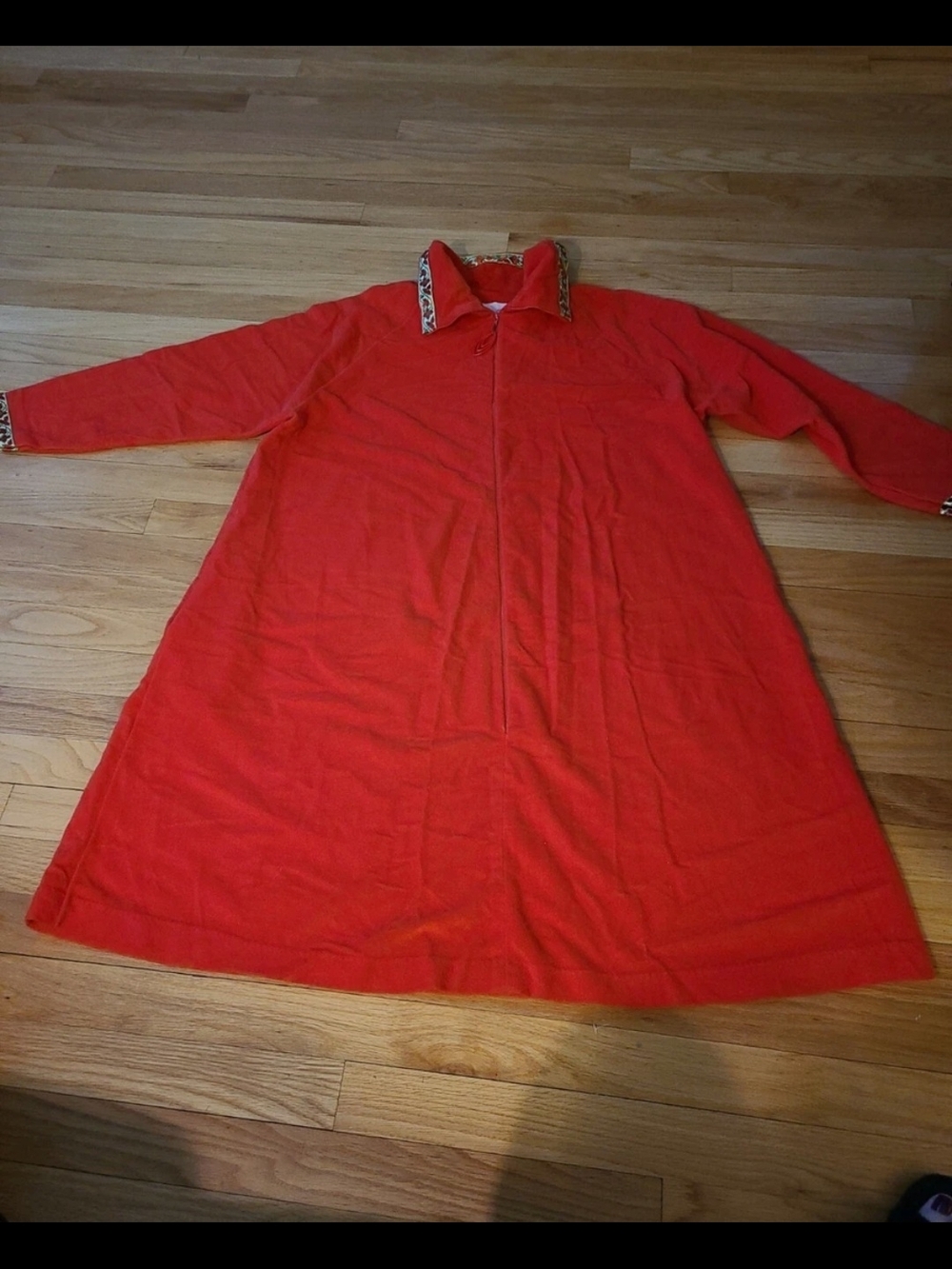 Vintage Lorraine Long Maxi Lounge Dressing Gown House Coat Robe L w/Pockets Red